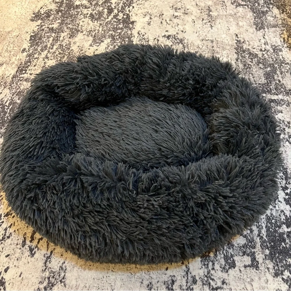 Fluffy Donut Shaped Pet Dog Cat Bed Plush Soft Warm Calming Sleeping Bed 20 inch